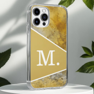 Coques iPhone 16 Pro Max Monogramme de moutarde jaune moderne