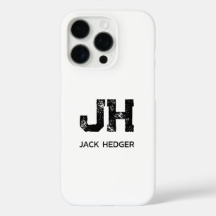 COQUES iPhone 16 PRO MONOGRAMME DE NOM À DEUX LETTRES NOIR MINIMALISTE