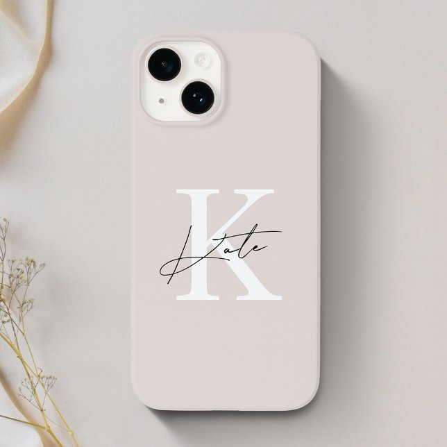 Coques Case-Mate iPhone Monogramme de nom de calligraphie rose moderne (Créateur téléchargé)