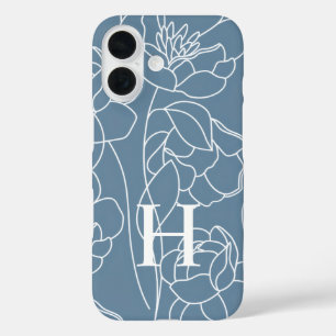 Coque Pour iPhone 16 Monogramme de nom de fleur sauvage aquarelle moder