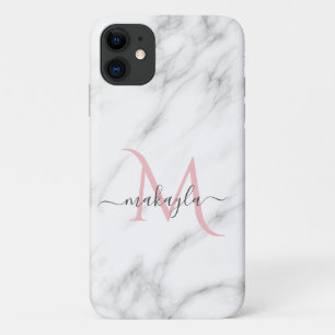 Case-Mate iPhone Case Monogramme de nom de marbre de fille moderne