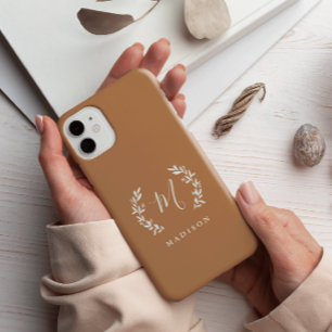Coque Pour Pour iPhone 14 Pro Max Monogramme de nom en écriture laurier rustique