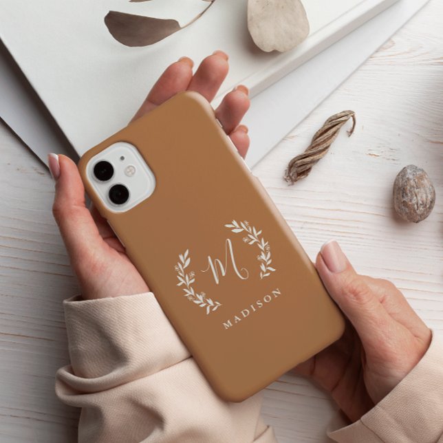 Coques Case-Mate iPhone Monogramme de nom en écriture laurier rustique (Créateur téléchargé)