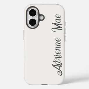 Coque Pour iPhone 16 Monogramme de nom en écriture moderne crème ivoire