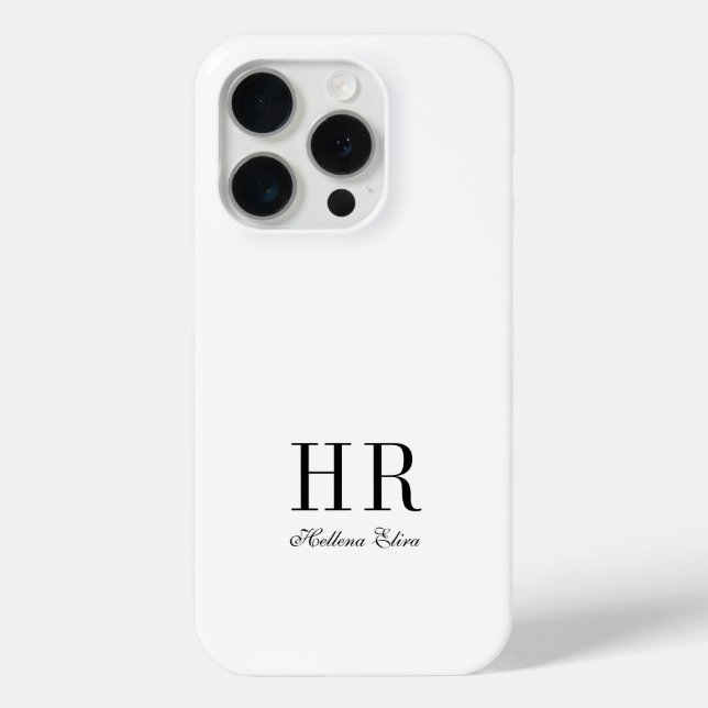 Coques Case-Mate iPhone Monogramme de nom noir et blanc moderne (Verso)