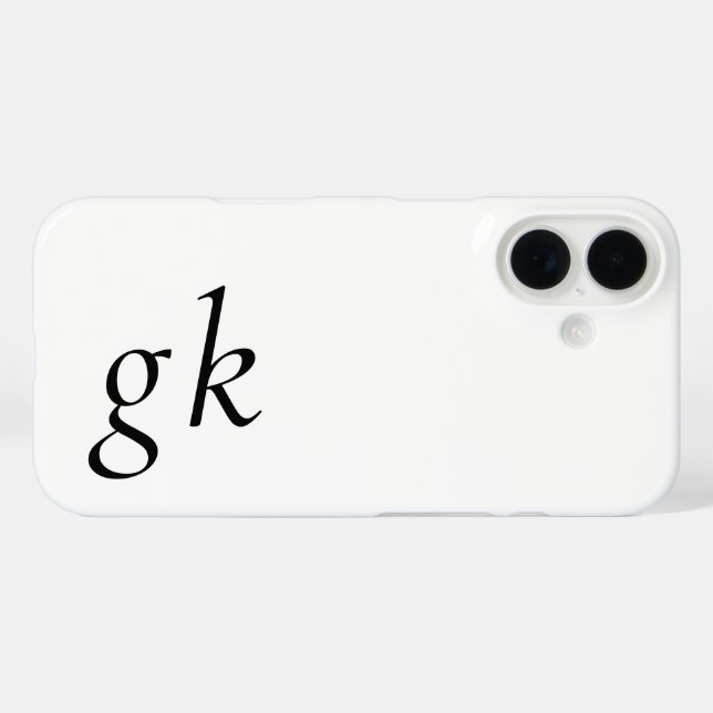 Coques Case-Mate iPhone Monogramme de nom noir et blanc moderne (Verso (horizontal))