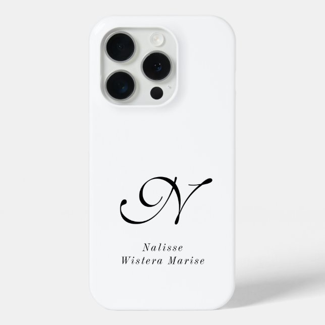 Coques Case-Mate iPhone Monogramme de nom noir et blanc moderne (Verso)