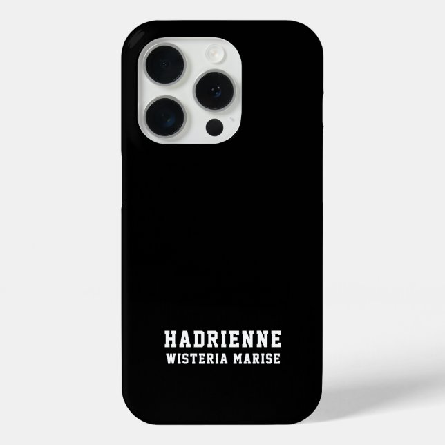 Coques Case-Mate iPhone Monogramme de nom noir et blanc moderne (Verso)