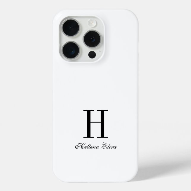 Coques Case-Mate iPhone Monogramme de nom noir et blanc moderne (Verso)
