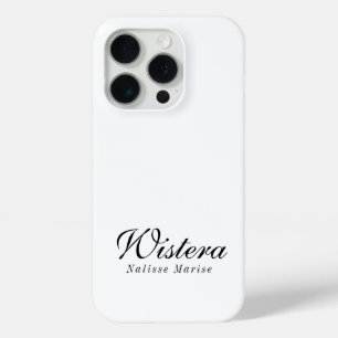 Coque iPhone 15 Pro Monogramme de nom noir et blanc moderne