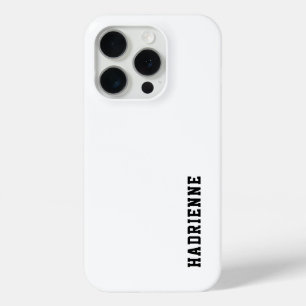 Coque iPhone 15 Pro Monogramme de nom noir et blanc moderne