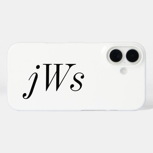 Coques Case-Mate iPhone Monogramme de nom noir et blanc moderne (Verso (horizontal))