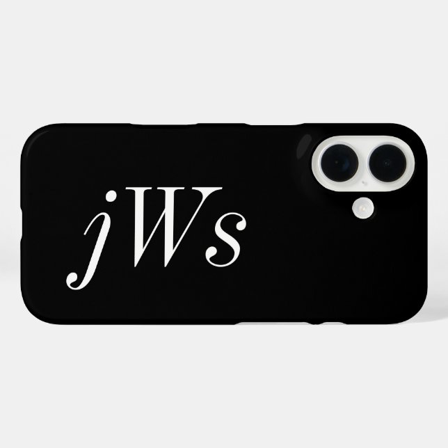 Coques Case-Mate iPhone Monogramme de nom noir et blanc moderne (Verso (horizontal))