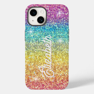 Coque Pour iPhone 14 Monogramme de Parties scintillant arc-en-ciel Whim