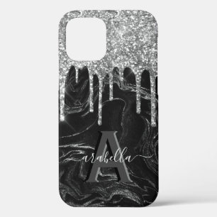 Case-Mate iPhone Case Monogramme de Parties scintillant d'argent noir