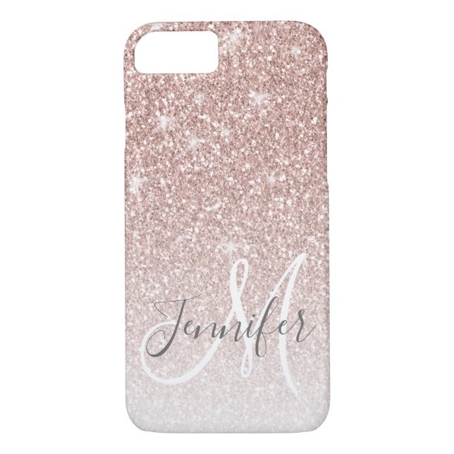 Coques Case-Mate iPhone Monogramme de Parties scintillant Gold Rose de fil (Dos)