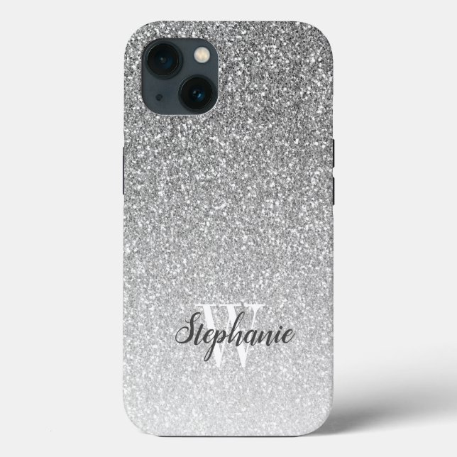 Coques Case-Mate iPhone Monogramme de Parties scintillant moderne Silver O (Verso)