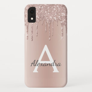 Case-Mate iPhone Case Monogramme de Parties scintillant rose moderne Ros