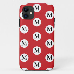 Case-Mate iPhone Case Monogramme de point de polka rouge