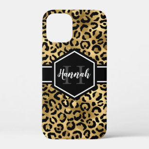 Case-Mate iPhone Case Monogramme de points de léopard noir or