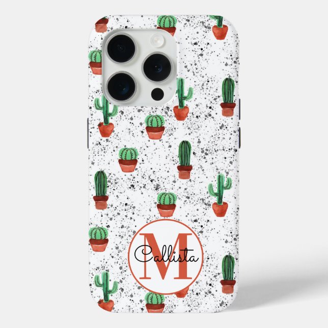 Coques Case-Mate iPhone Monogramme de pots en terre cuite verte (Verso)