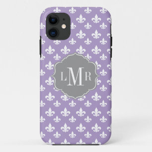 Etui iPhone Case-Mate Monogramme de Purple Fleur De Lis Pattern