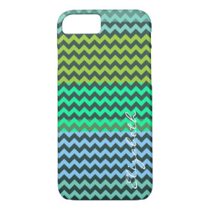 Coque iPhone 8/7 Monogramme de rayures de fromage vert et de menthe