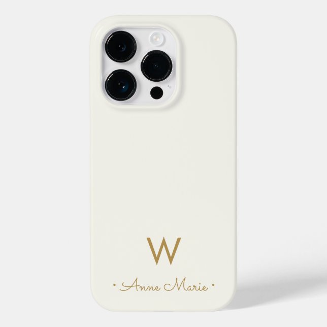 Coques Case-Mate iPhone Monogramme de script d'or ivoire moderne (Verso)