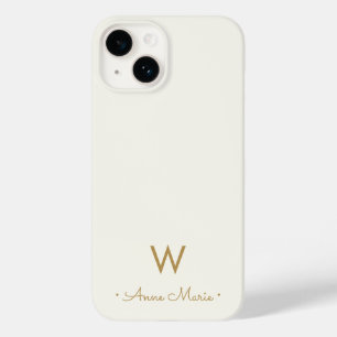 Coque Pour iPhone 14 Monogramme de script ivoire moderne