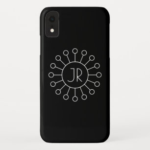 Case-Mate iPhone Case Monogramme de style Logo Vintage cool   Noir et bl