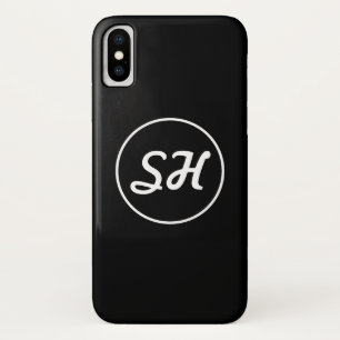 Case-Mate iPhone Case Monogramme de style rétro-moderne cool   Noir et b