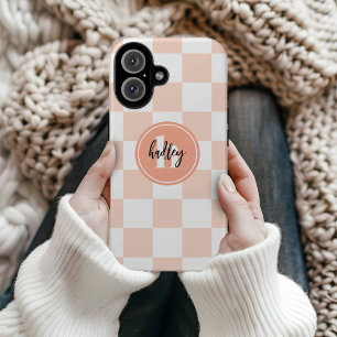 Coque Pour iPhone 16 Monogramme de vérification rétrographique de la pl