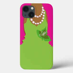 Coques Pour iPhone Monogramme de vert de rose de la vie de sororité