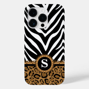 Coque Pour iPhone 14 Pro Monogramme de zèbre et léopard