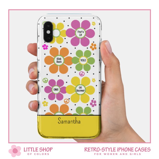 Coques Case-Mate iPhone Monogramme d'énergie florale de Neon (Créateur téléchargé)