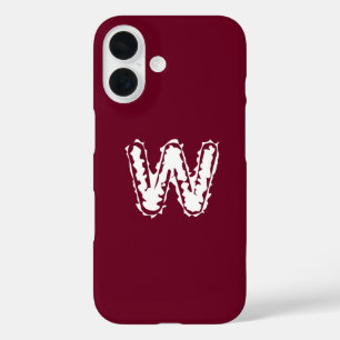 Coque Pour iPhone 16 Monogramme déplaisant blanc sur rouge