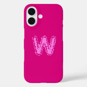 Coque Pour iPhone 16 Monogramme déplaisant rose sur rose