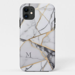 Case-Mate iPhone Case Monogramme des accents dorés en marbre fissuré