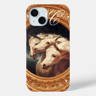 Coque Pour iPhone 15 Monogramme des Chevaux Chariot Blanc de Pharaon