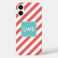 Monogramme des rayures diagonales de corail et de