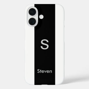 Coque Pour iPhone 16 Monogramme deux tons moderne noir et blanc
