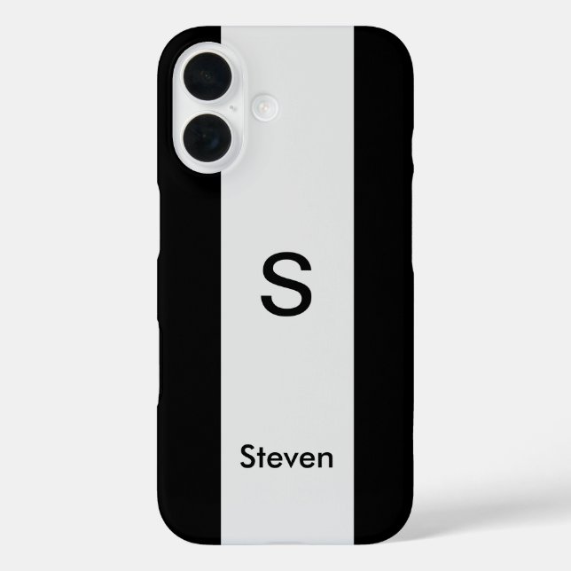 Coques Case-Mate iPhone Monogramme Deux tons moderne noir et gris clair (Verso)