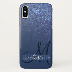Case-Mate iPhone Case Monogramme diagonal de Parties scintillant bleue d