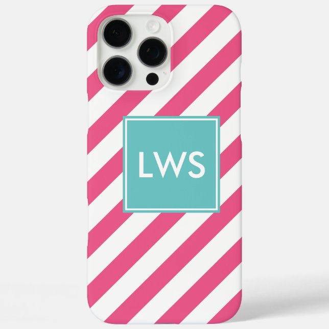 Coques Case-Mate iPhone Monogramme Diagonale rose (Verso)