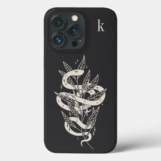 Coques Case-Mate iPhone Monogramme d'illustration de serpent botanique mys (Verso)