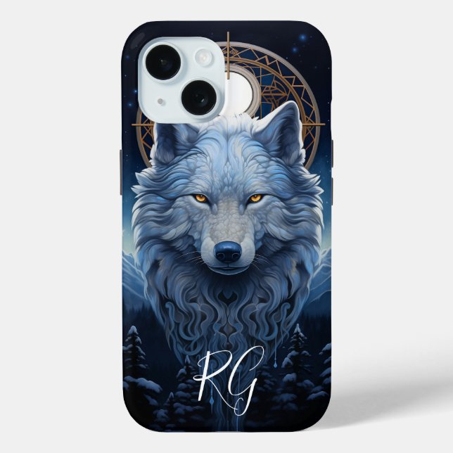 Coques Case-Mate iPhone Monogramme d'Imaginaire Visionnaire de loup mystiq (Verso)