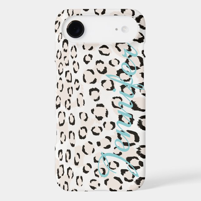 Coques Case-Mate iPhone monogramme d'impression chic de guépard noir et bl (Verso)
