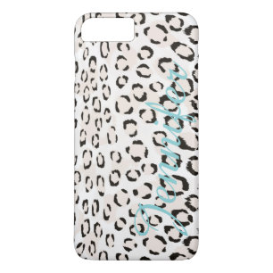 Coques Pour iPhone monogramme d'impression chic de guépard noir et bl