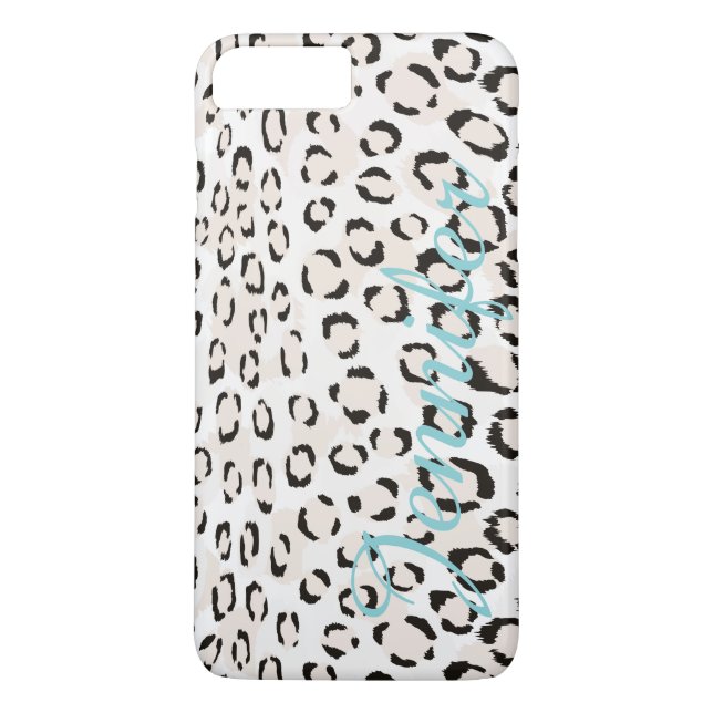 Coques Case-Mate iPhone monogramme d'impression chic de guépard noir et bl (Dos)