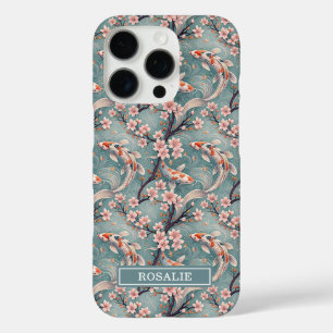 Coques iPhone 16 Pro Monogramme d'impression de poisson Koi Sakura japo